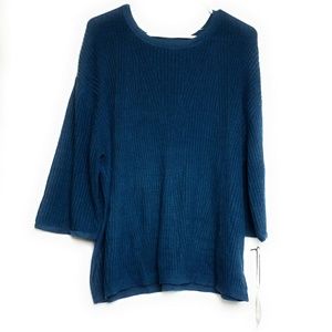 1X Ava & Viv Light Weight Knit Blue Sweater New